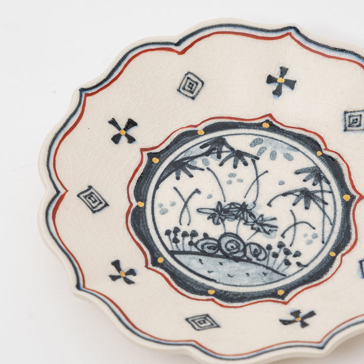 Japanese Bellflower Plate with Crackle Glaze