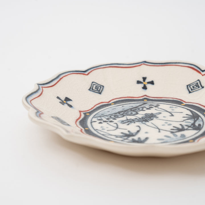 Japanese Bellflower Plate with Crackle Glaze