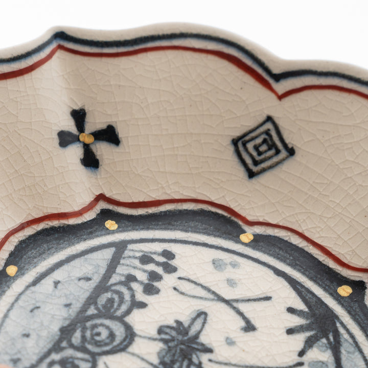Japanese Bellflower Plate with Crackle Glaze