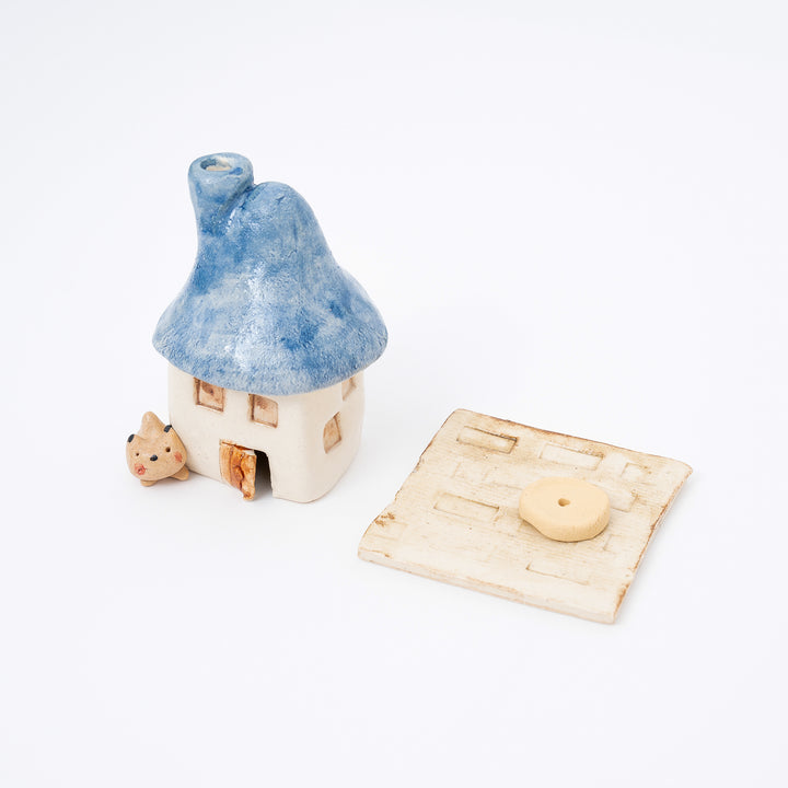 Handmade Cute Cat and Little House Incense Holder