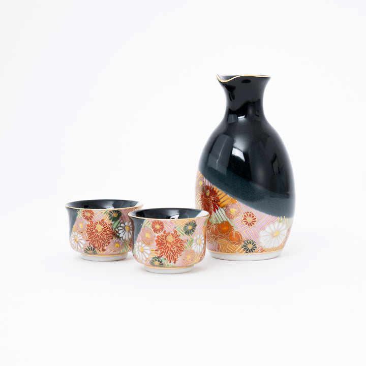 Gold Hanazume Kutani Sake Set