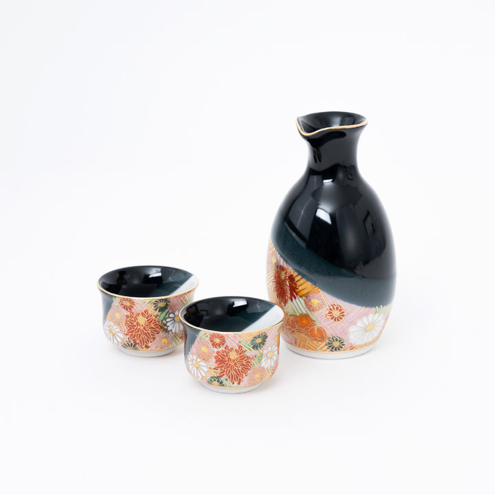 Gold Hanazume Kutani Sake Set