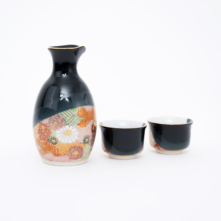 Gold Hanazume Kutani Sake Set