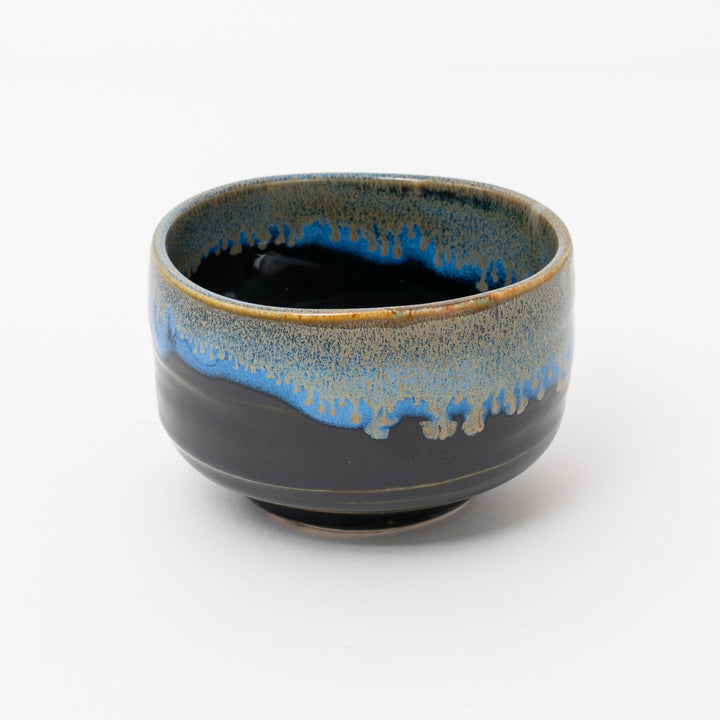 Handmade Black with Drip Glaze Matcha Bowl