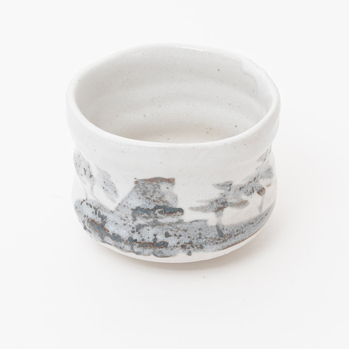 Handcrafted White Gray Matcha Bowl