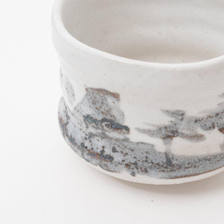 Handcrafted White Gray Matcha Bowl