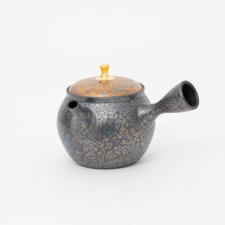 Tokoname Orchid Oil Drop Kyusu Teapot by Shoryu Kiln