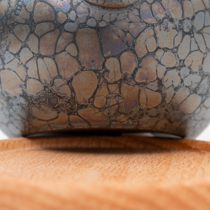 Tokoname Blue Hydrangea Oil Drop Kyusu Teapot by Shoryu Kiln