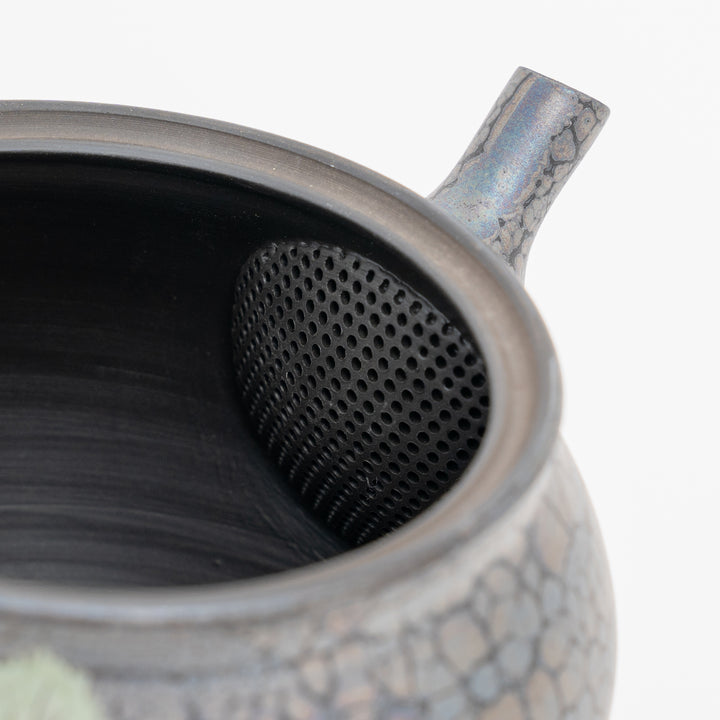 Tokoname Blue Hydrangea Oil Drop Kyusu Teapot by Shoryu Kiln