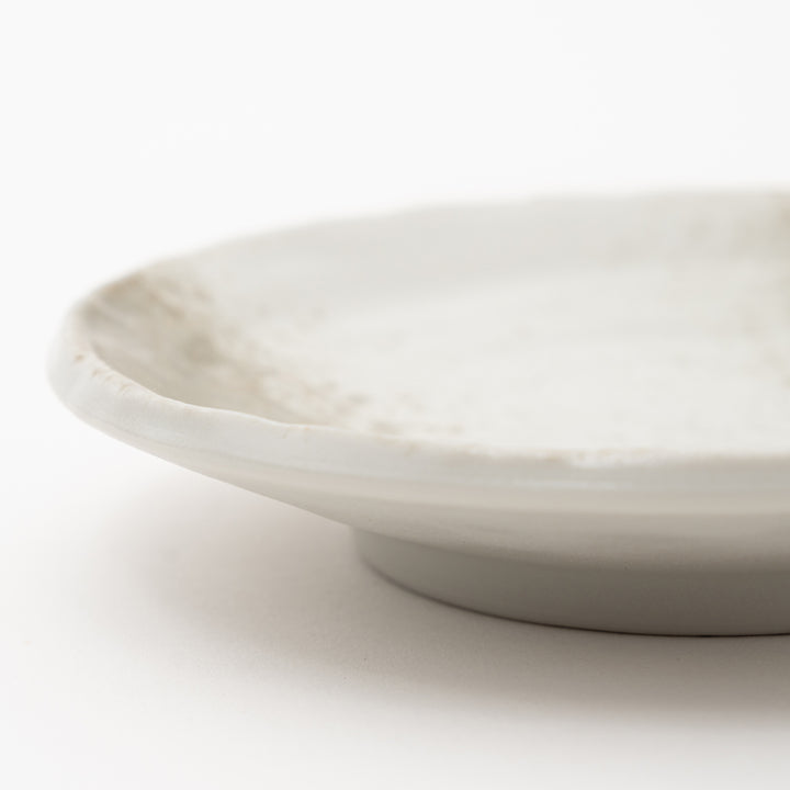 Mino Ware White & Green Speckled Ceramic Plate