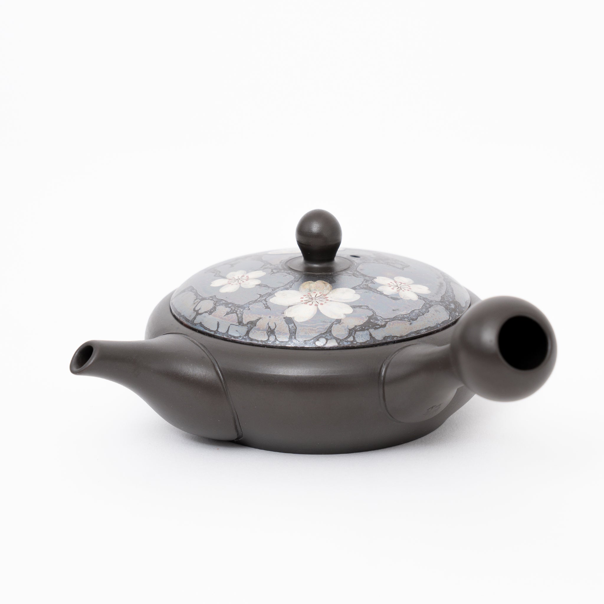 Handmade Tokoname Cherry Blossom Flat Teapot by Yasunori Imoto Great