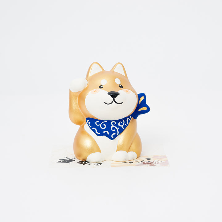 Golden Beckoning Shiba Inu Figurine