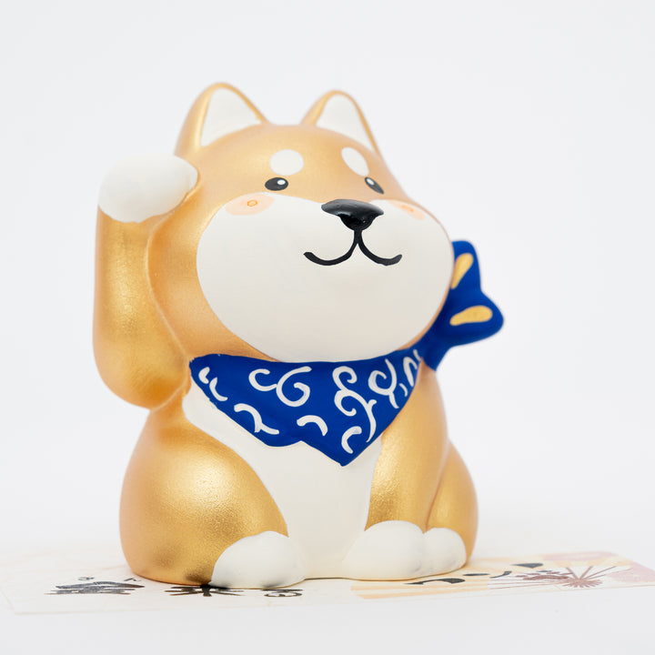 Golden Beckoning Shiba Inu Figurine