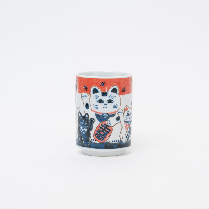 Japanese Maneki-Neko Lucky Cat Porcelain Cup | Multi Cats