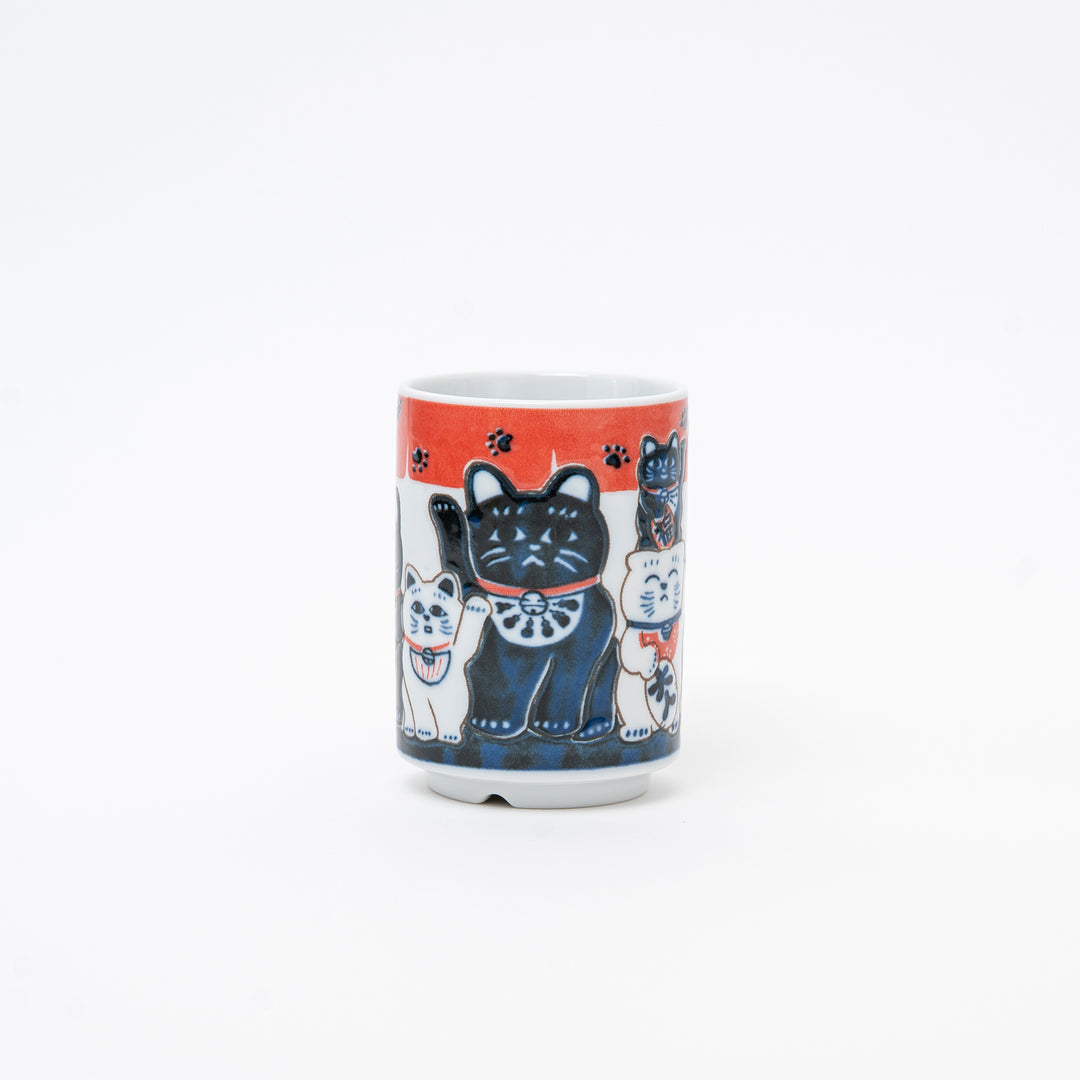 Japanese Maneki-Neko Lucky Cat Porcelain Cup | Multi Cats