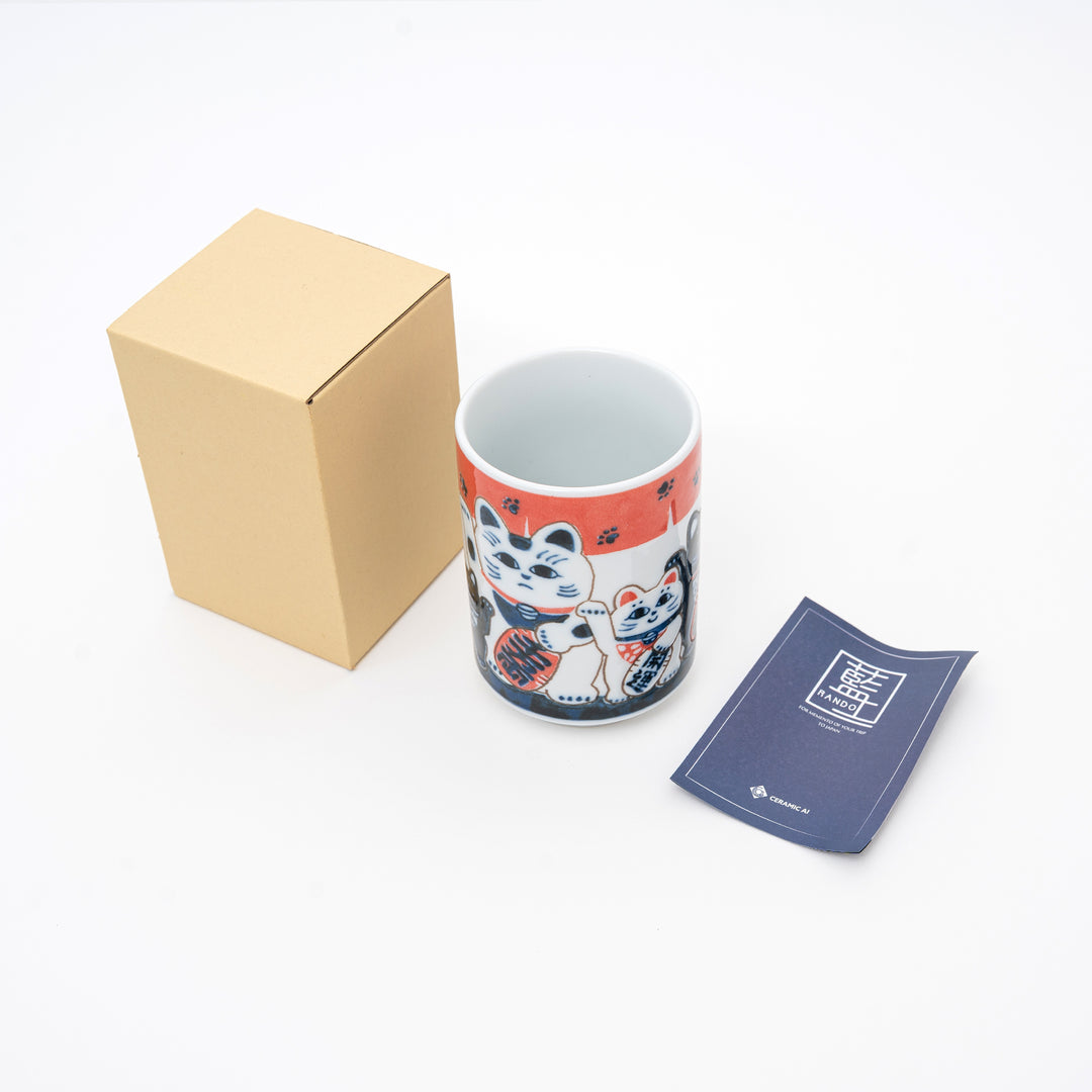 Japanese Maneki-Neko Lucky Cat Porcelain Cup | Multi Cats