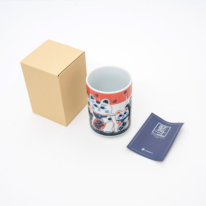 Japanese Maneki-Neko Lucky Cat Porcelain Cup | Multi Cats