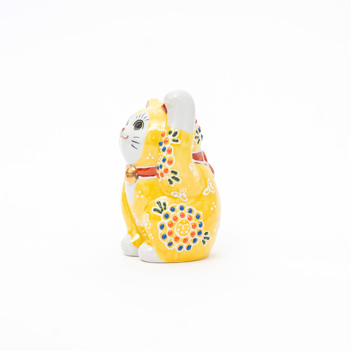 Handcrafted Kutani Ware Lucky Cat (Maneki Neko) - Golden Yellow Fortune