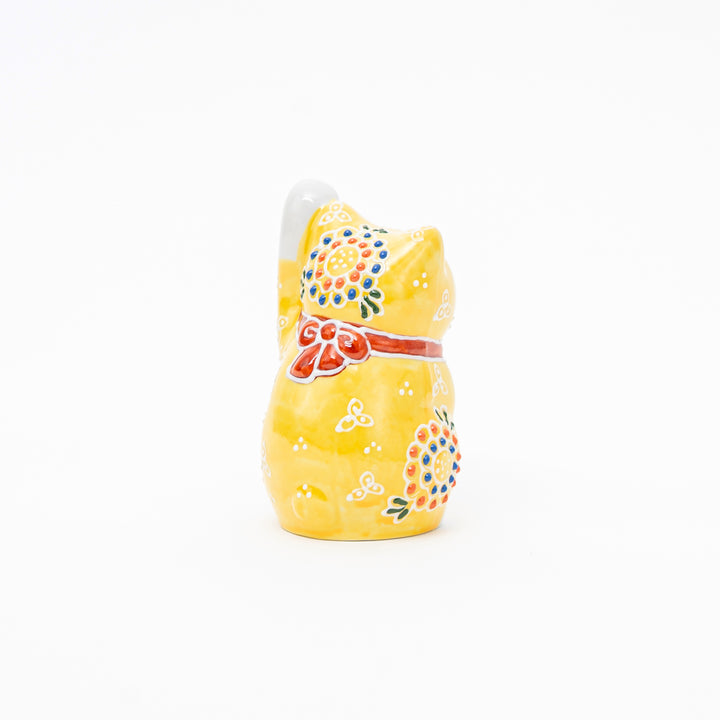 Handcrafted Kutani Ware Lucky Cat (Maneki Neko) - Golden Yellow Fortune