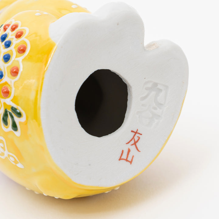 Handcrafted Kutani Ware Lucky Cat (Maneki Neko) - Golden Yellow Fortune