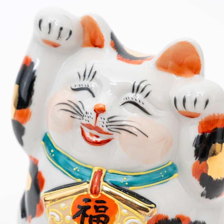 Handcrafted Kutani Ware Lucky Cat - Luxurious Gold Calico