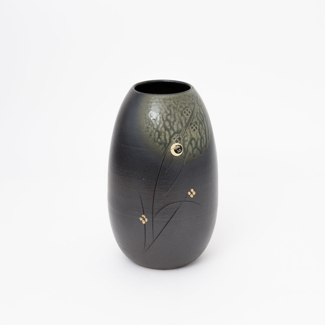 Shigaraki Wabi Sabi Green Glazed Oval Vase