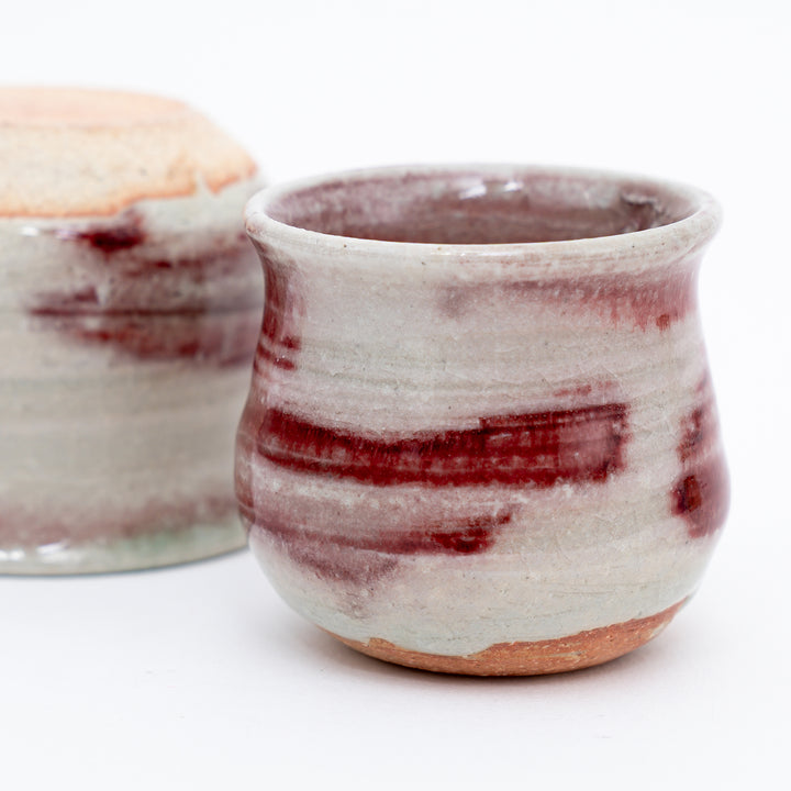Handmade Shigraki Crackle Red Sake Set