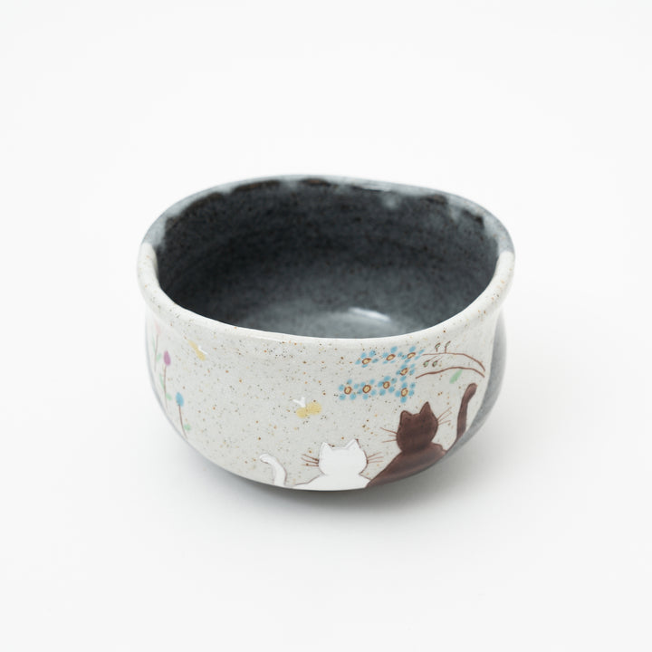 Handmade Kutani Sunny Spot Cat Match Bowl