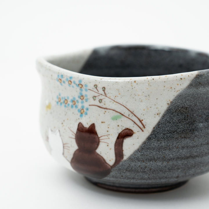Handmade Kutani Sunny Spot Cat Match Bowl