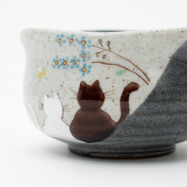 Handmade Kutani Sunny Spot Cat Match Bowl