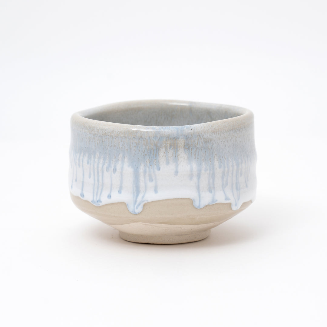 Handmade Ocean Wave White Glaze Matcha Bowl Mino Ware Made in Japan