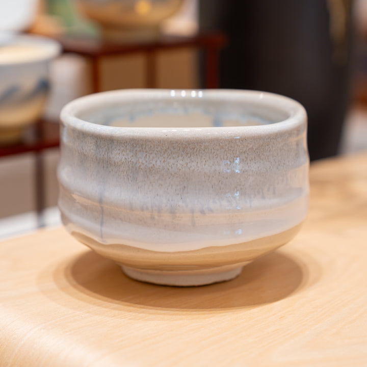 Handmade Ocean Wave White Glaze Matcha Bowl