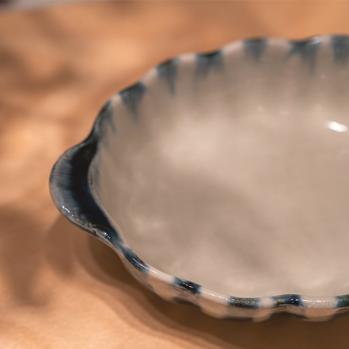 Handmade Blue Tokusa Oval Side Dish