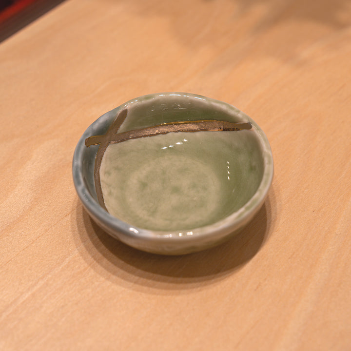 Handmade Golden Line Celadon Dip Bowl