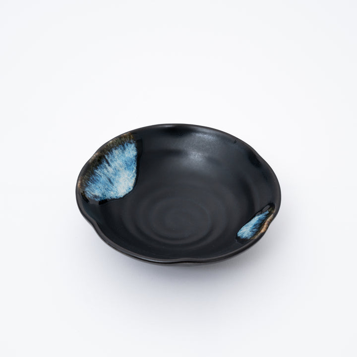 Black Kobachi Bowl with Melted Snow Glaze