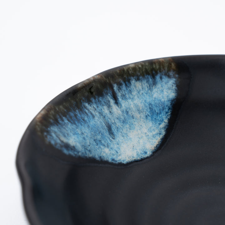 Black Kobachi Bowl with Melted Snow Glaze
