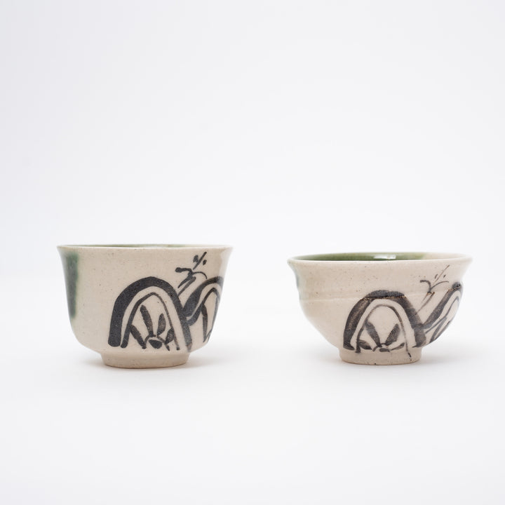 Handmade Oribe Handpainted Sake Set Gift Box