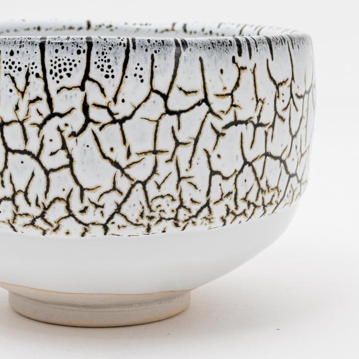 Handmade White Tenmoku Matcha Bowl
