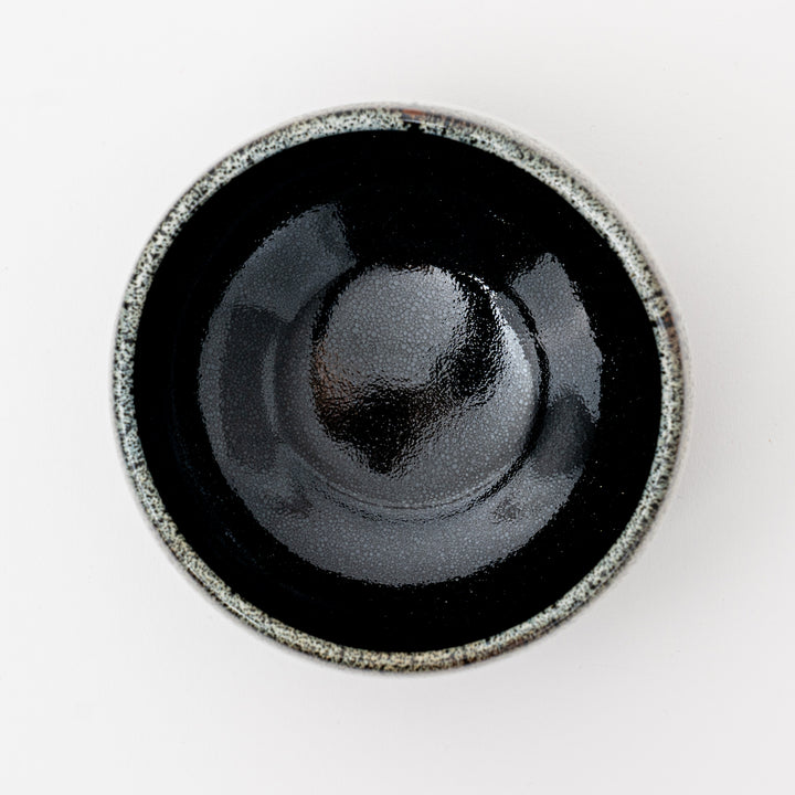 Handmade Black White Tenmoku Matcha Bowl