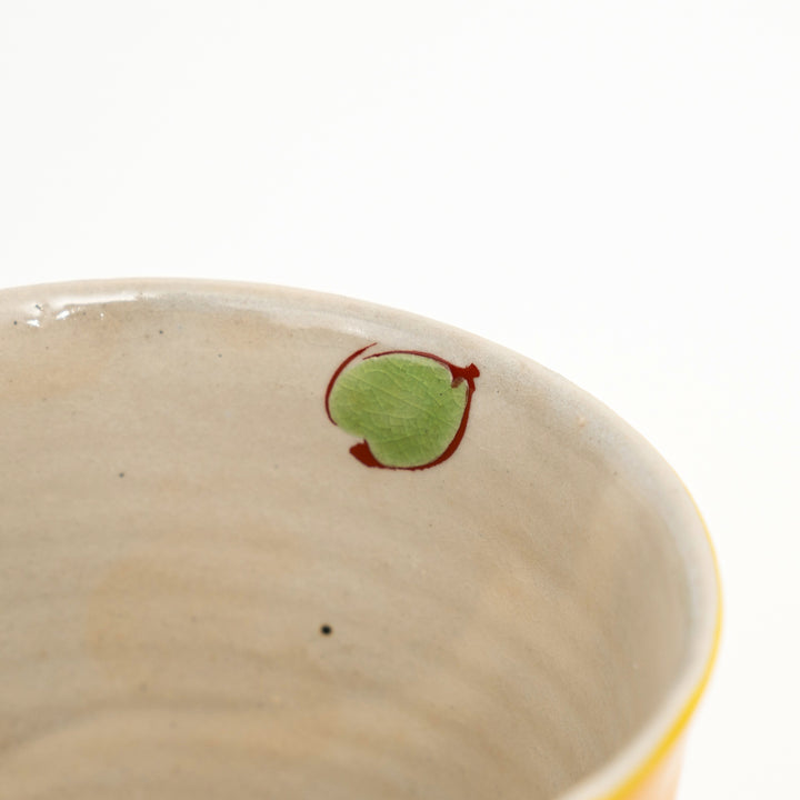 Kutani Ware Hand-Painted Goblet Crackle Glazed Yellow Floral by Kokuzougama 虚空蔵窯