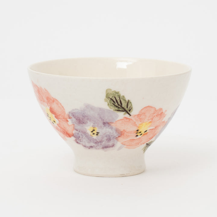 Handmade Hasami Floral Rice Bowl
