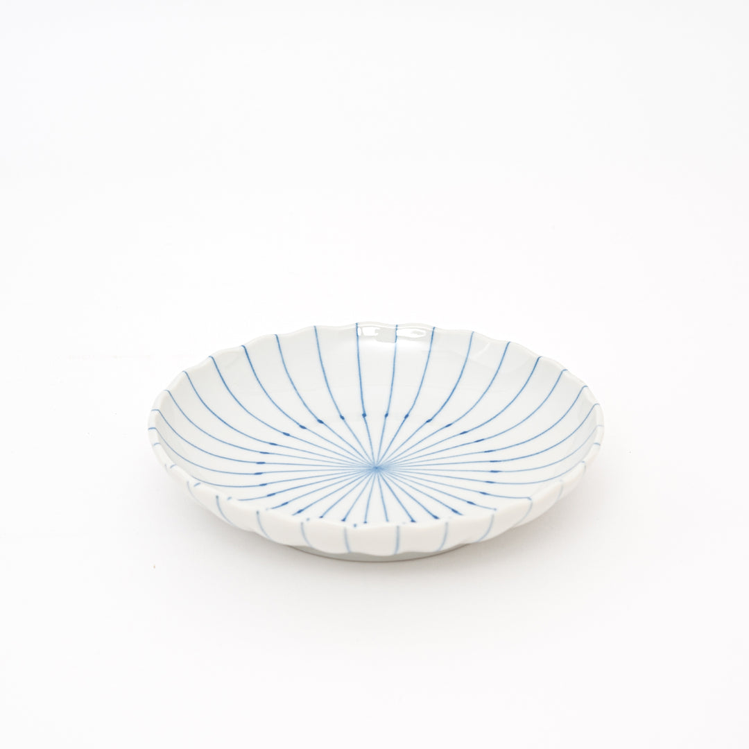 blue white shallow plate mino ware made in Japan
