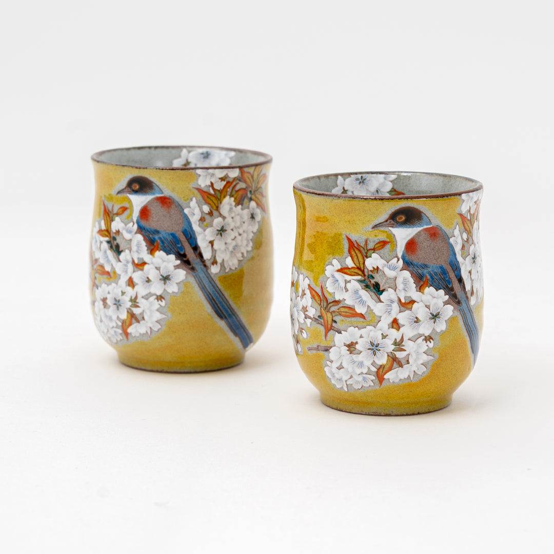 Kutani Cherry Blossom Bird Tea cup Gift Set