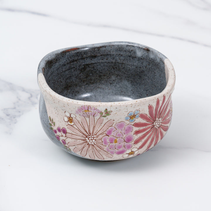Handcrafted  Kutani Ware Floral Matcha Bowl