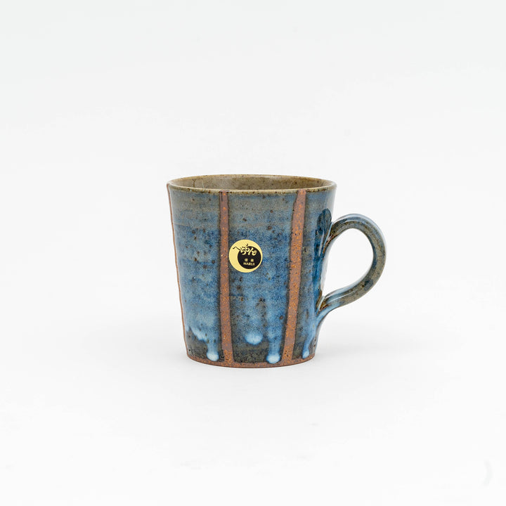 Japanese Handmade Shigaraki-yaki Wabi Sabi Striped Indigo Mug