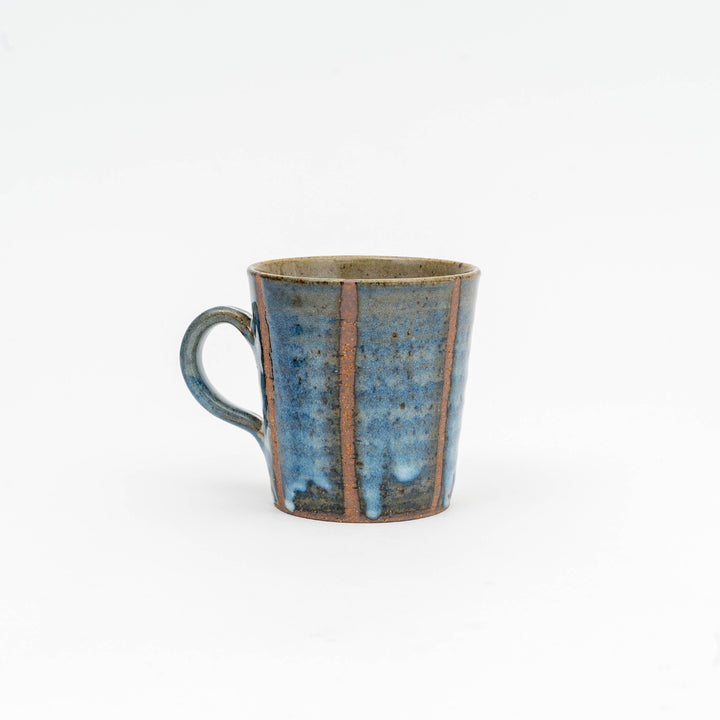 Japanese Handmade Shigaraki-yaki Wabi Sabi Striped Indigo Mug