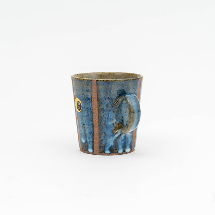 Japanese Handmade Shigaraki-yaki Wabi Sabi Striped Indigo Mug