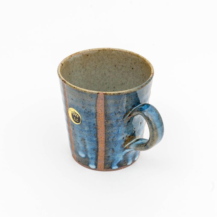 Japanese Handmade Shigaraki-yaki Wabi Sabi Striped Indigo Mug