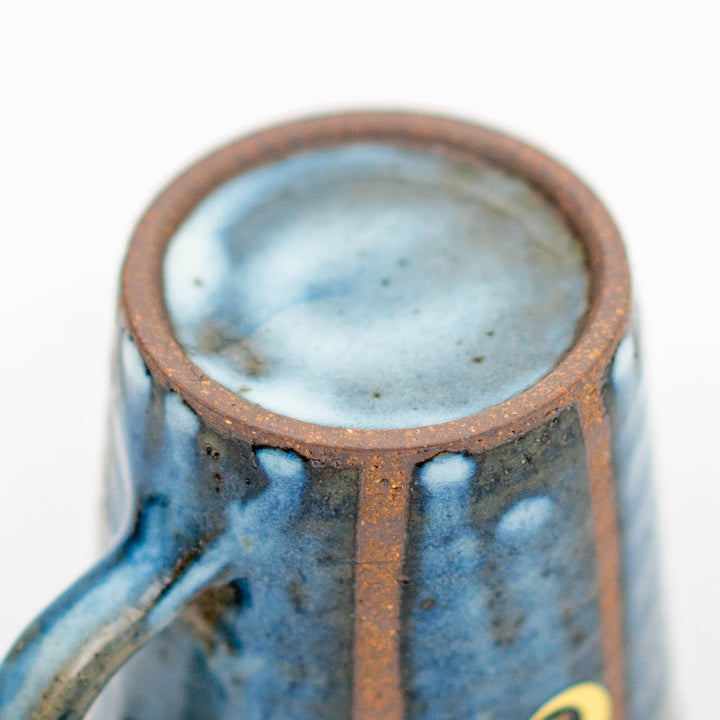 Japanese Handmade Shigaraki-yaki Wabi Sabi Striped Indigo Mug