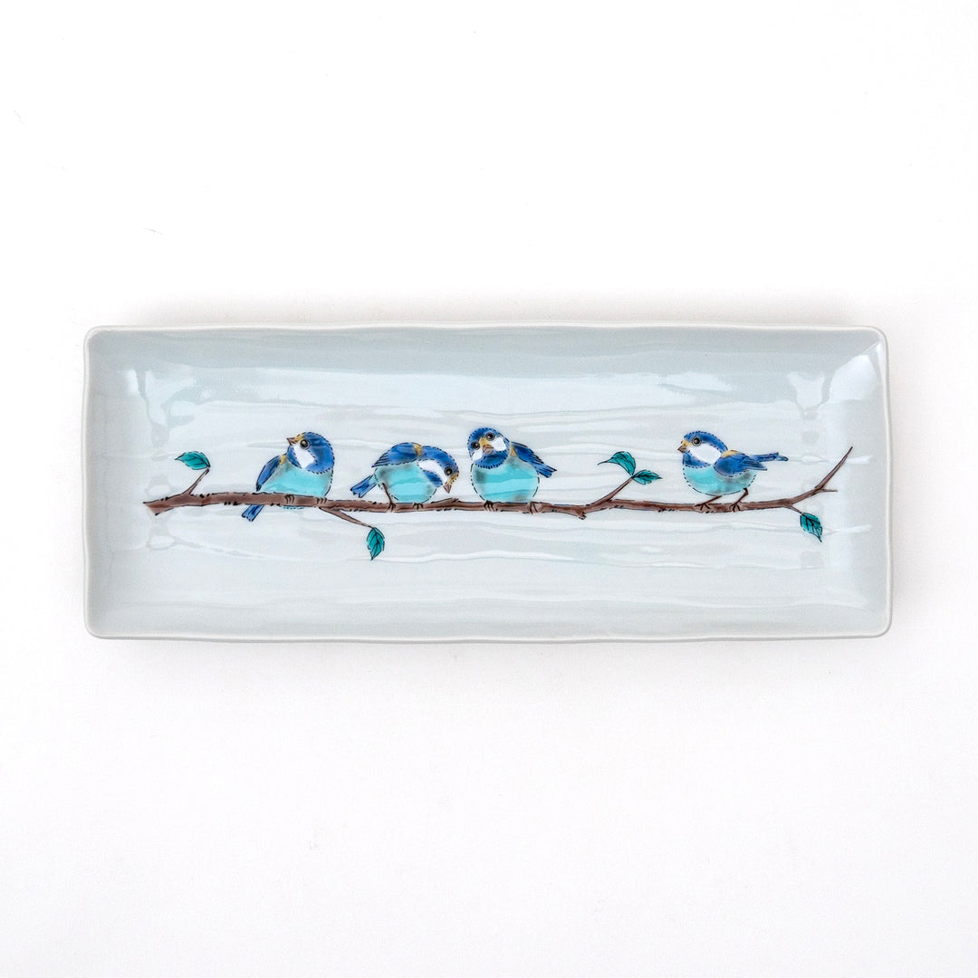 Japanese kutani Bird Long Plate
